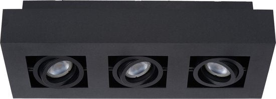 Lucide XIRAX - Plafondspot (Plafondlamp) - LED Dim naar warm - GU10 (MR16) - 3x5W 2200K/3000K - Zwart