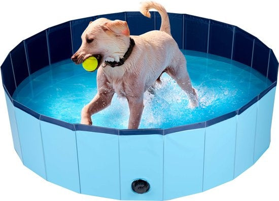 maxxpro Hondenzwembad - 120 x 30 CM - Middelgrote Hondenrassen - Opvouwbaar Honden Bad - Anti-Slip Bodem - met Leegloopventiel - Blauw
