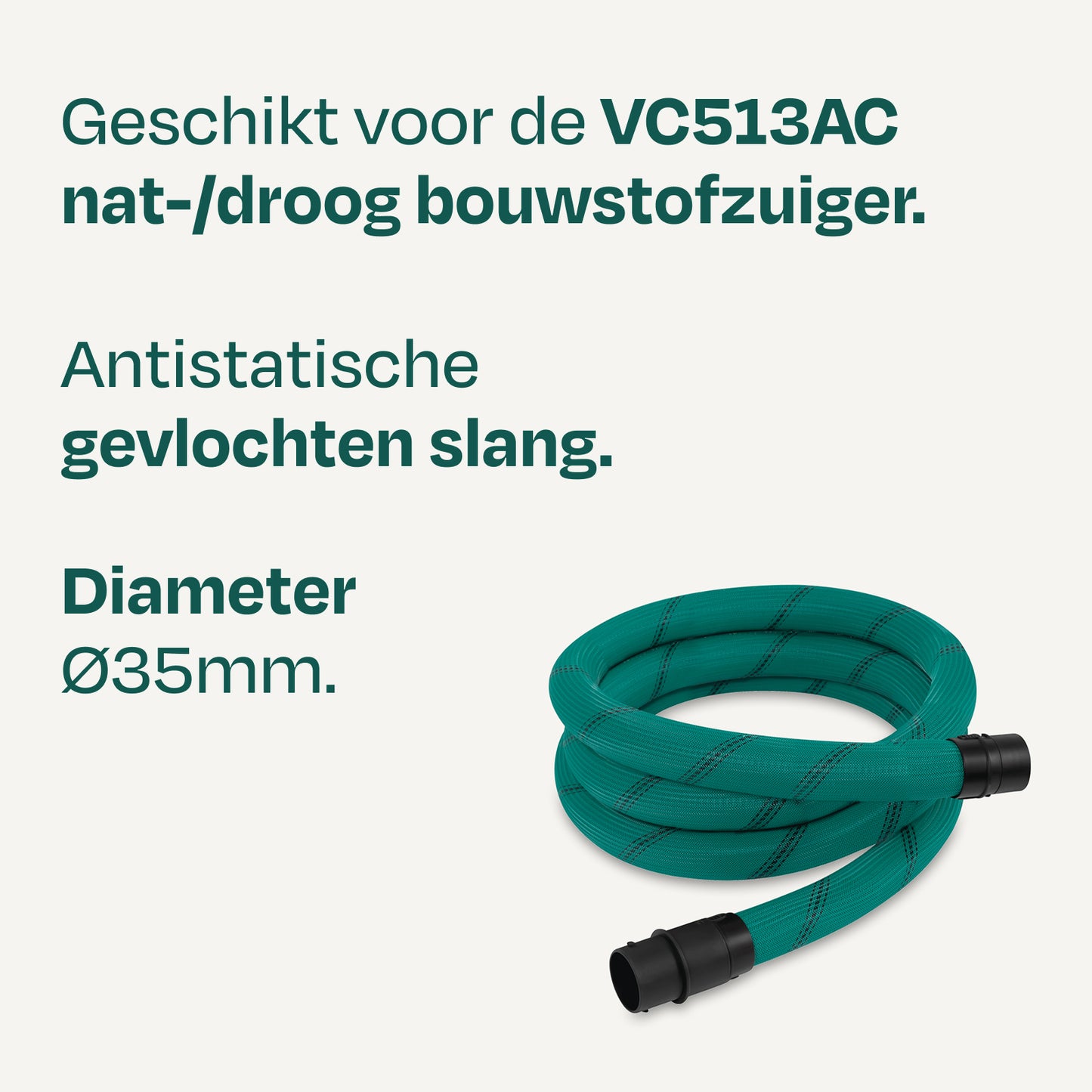 VONROC Antistatische Zuigslang Ø35 mm - 3,5 m - voor VC513AC