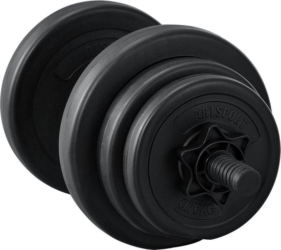 Juskys – Dumbbel 10 kg – 45 x 2,5 cm – Voorzien Van Sterversluitingen En Antislip Handgrepen – Voor Krachttraining En Spieropbouw – Zwart Kunststof En Metaal