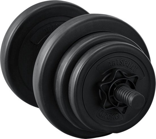 Juskys – Dumbbel 10 kg – 45 x 2,5 cm – Voorzien Van Sterversluitingen En Antislip Handgrepen – Voor Krachttraining En Spieropbouw – Zwart Kunststof En Metaal