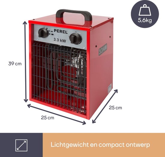 Perel Ventilatorkachel, voor binnen, 2 warmtestanden, 3300 W
