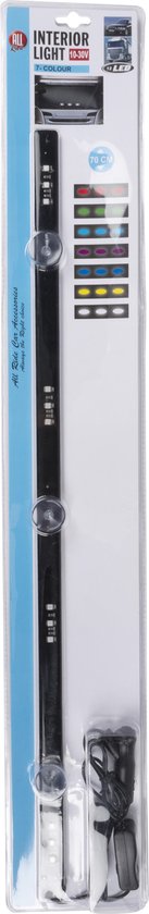 All Ride Auto Interieur Verlichting 12V/24V - LED Strip Auto en Vrachtwagen - Sfeerverlichting in 7 Kleuren - Auto Accessories - 70cm