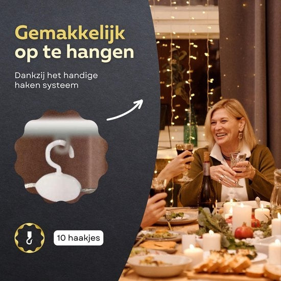 Giftmas LED Lichtgordijn – Kerstverlichting voor Buiten & Binnen – Inclusief Afstandsbediening - 300 LED's – 3x3m
