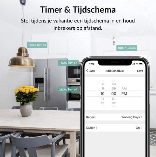 K&L Smart Plug – Tijdsschakelaar – Google Home, Amazon Alexa en IFTTT compatible – Slimme Stekker