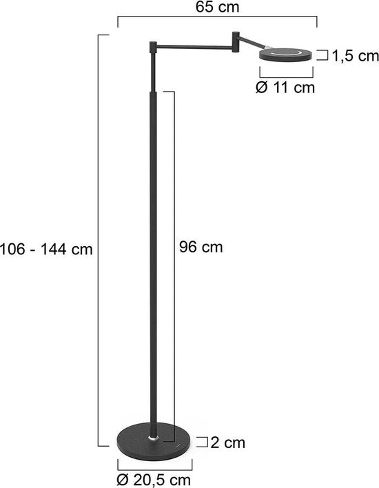 Steinhauer vloerlamp Soleil - zwart - luminium - 3515ZW