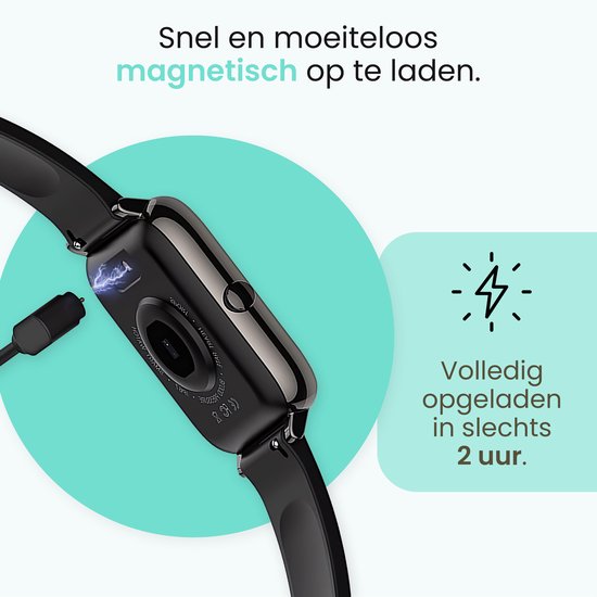 MAOO Amplify Smartwatch – Incl. Screenprotector – Hartslag, Bloeddruk & Bloedsaturatie – Slaapmonitor – Stappenteller – Afstandsmeting – Waterproof – Android & iOS – Zwart