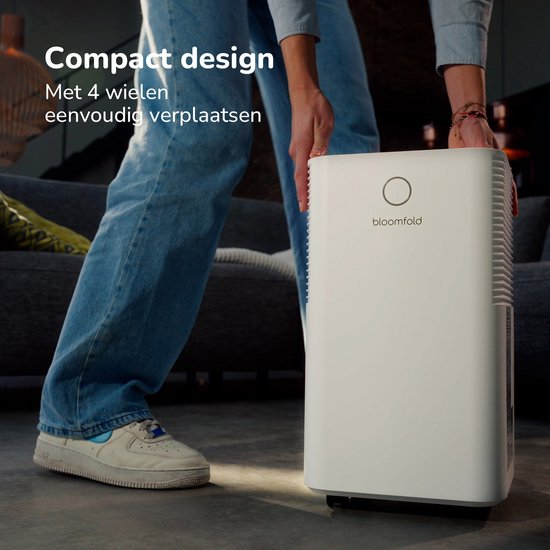 Bloomfold Luchtontvochtiger - 12L per Dag - Incl. Was-droog Functie - Geschikt voor Woonkamer, Slaapkamer, Kelder & Badkamer - Dehumidifier - Wit