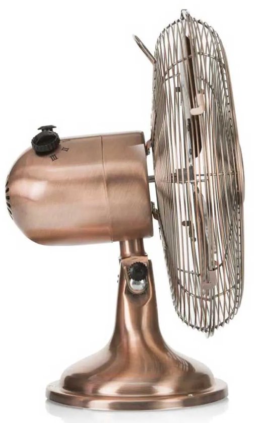 Tristar Retro Tafelventilator 30 cm – Koperen Afwerking – 3 Snelheden – Oscillerend – VE-5970