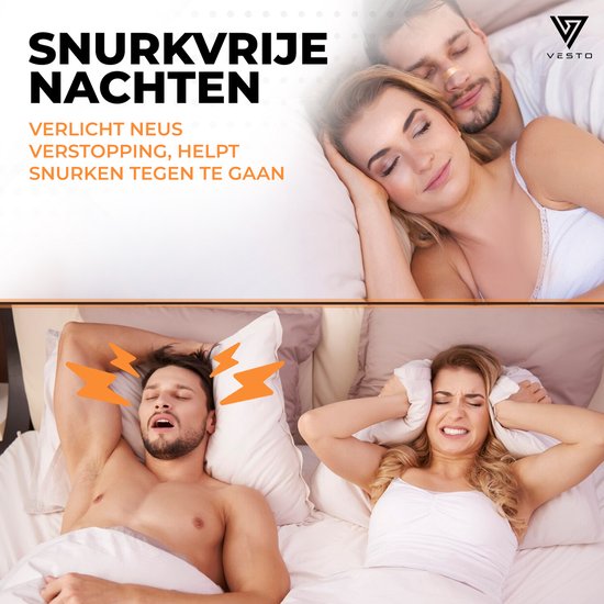 Vesto® 100 Stuks Anti Snurk Pleisters – Neusstrips – Snurken – Neusspreider – Beter Slapen Producten – Nachtrust Neuspleisters