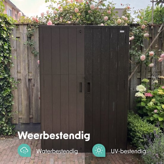 LifeGoods Tuinkast Verticaal - 1340L - Opbergkast - Waterdicht & UV-bestendig - Tuinbox - Zwart
