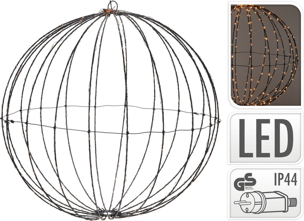 Nampook Kerstverlichting - Lichtbol 50cm - Metaal INCL timer - Warm licht