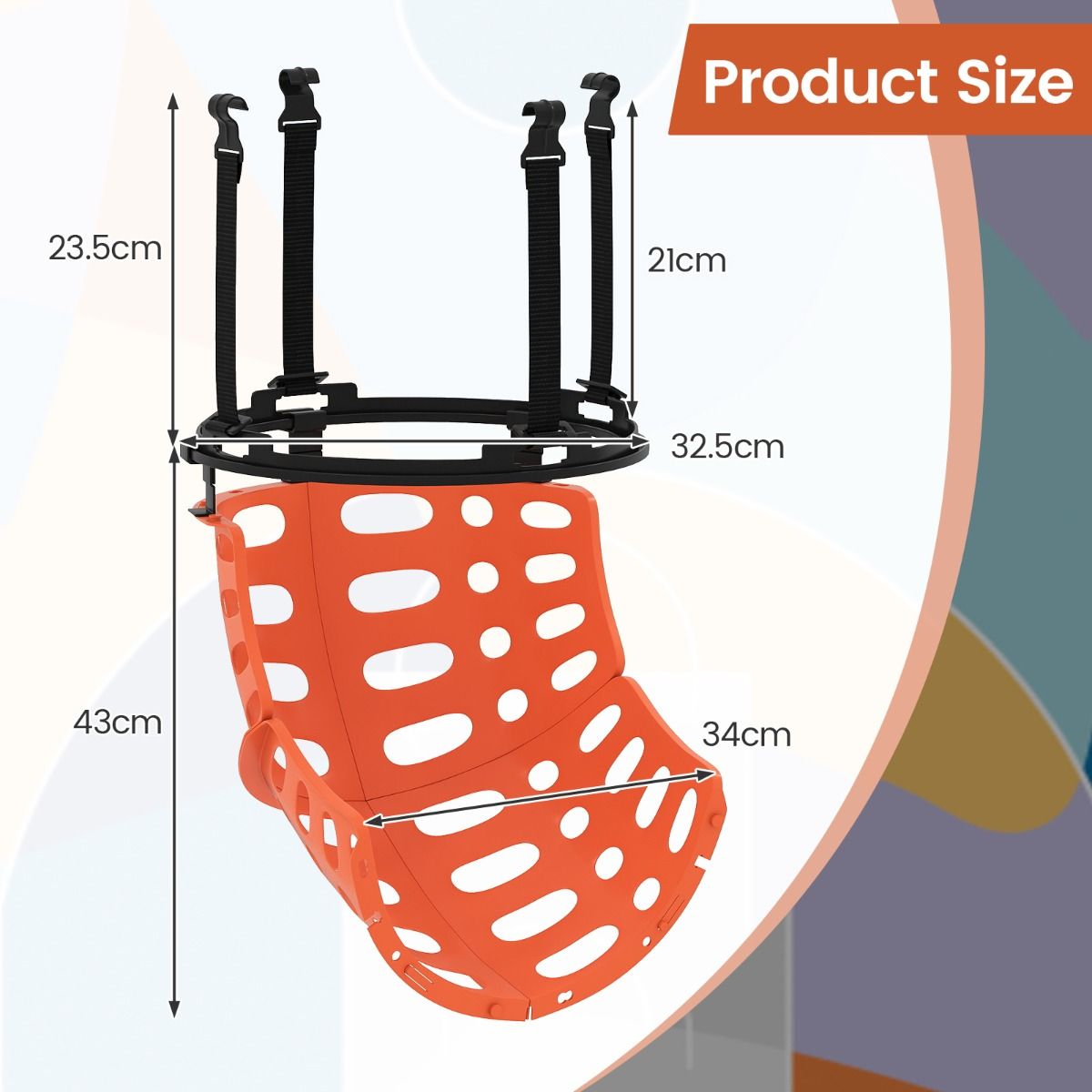 Coast Basketbalrebounder - 360 graden draaibaar - Verstelbare balterugslag - Zwart en oranje