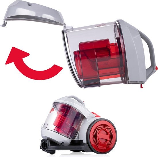 Dirt Devil Stofzuiger zonder Zak DD2503 - HEPA 12 Filter - 3 Opzetstukken - 800W - Grijs/Rood