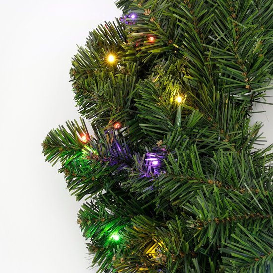 Black Box Trees Limber Kerstkrans - Kerstversiering met LED Verlichting voor Binnen en Buiten - Deurkrans voor Sfeervolle Voordeur - H15 x Ø60 cm van Kunststof - Groen