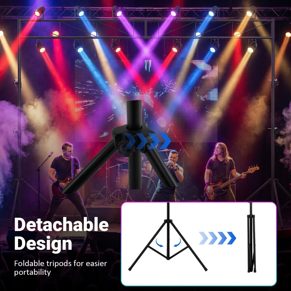 Coast Verstelbaar Lichtstatief - opvouwbaar met afneembare poten - 140-265 cm - zwart