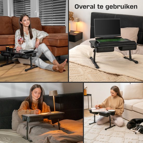 CozySense® Verstelbare Laptoptafel - Bedtafel - Banktafel - Laptopkussen - Schootkussen & Laptray - Schoottafel voor Laptop - Verstelbare Poten