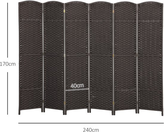 HOMCOM Kamerverdeler Polypropyleen, Grenenhout 240L x 1,6B x 170H cm Bruin