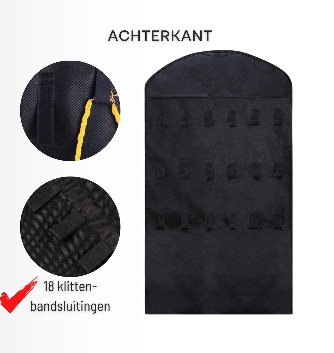 Aerend - Sieraden organizer - Dubbelzijdige hangende en doorzichtige Juwelenstandaard - Opbergaccessoires - Opbergtas boven de deur in zwart - Voor kettingen, oorbellen, zonnebrillen, ringen, Make-up