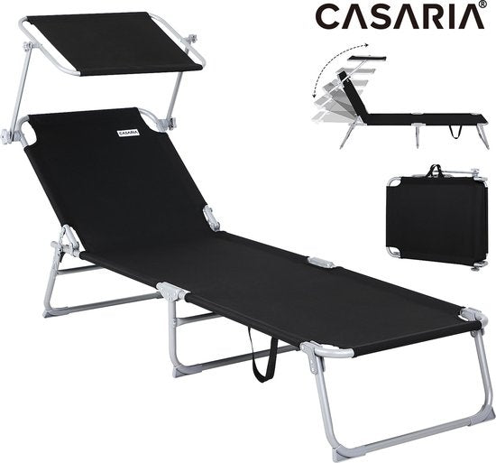 Casaria Ligstoel Hawai – 2 Stuks /4 Standen UV-Bestendig – Antraciet