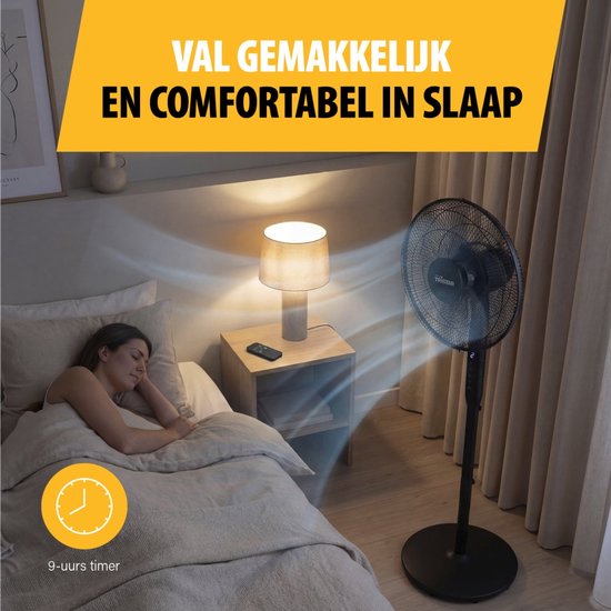 Tristar 3-in-1 Statiefventilator - 40 cm - Met Afstandsbediening - 9 Snelheden - 3 Windmodi Met Slaapstand en Timer - Oscillerend - VE-5796