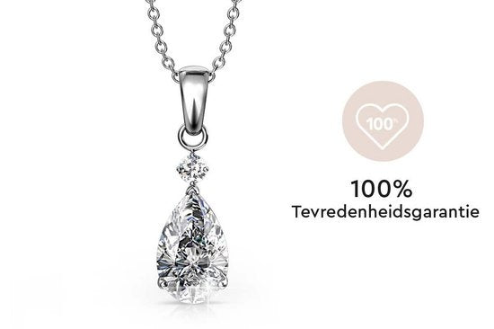 Yolora Dames Ketting met Hanger en Kalpa Camaka Kristallen - Zilver kleurig - 18K Witgoud Verguld - Cadeauverpakking - Moederdag Cadeautje
