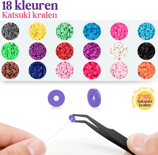 Vaive Katsuki Kralen Deluxe Starter Kit - 2485-delige Sieraden Maken Set - Knutselen Meisjes - Voor Kinderen - Knutselkoffer - Armband Maken - Oorbellen maken