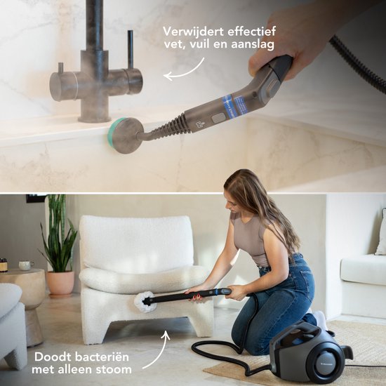 Techweise TS2 - Stoomreiniger - 4 Bar 1800 W - 26 accessoires - Vloer, badkamer en meer - 50 min stomen