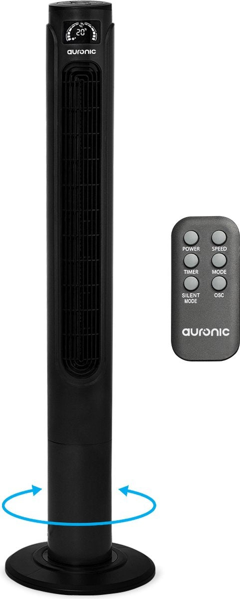 Auronic Torenventilator - Staande Ventilator met Afstandbediening - Timer - 55W - 45dB - 118cm - Zwart