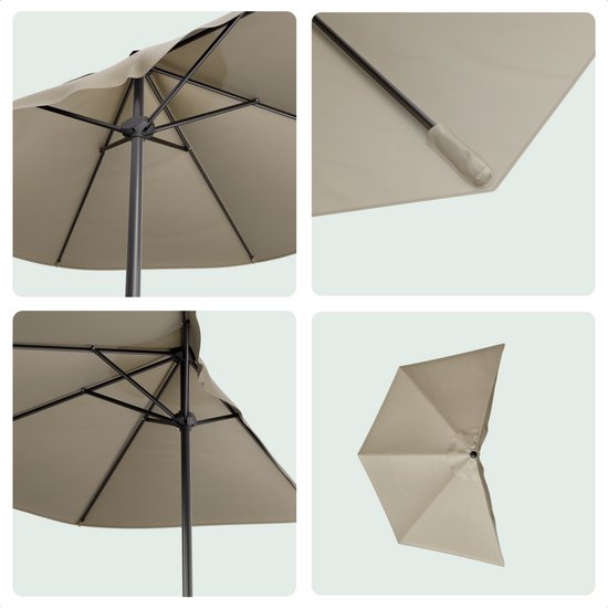 LifeGoods Balkon Parasol - Tuin - 270x135 cm - Halfronde Parasol - Waterdicht - UPF50+ - Taupe
