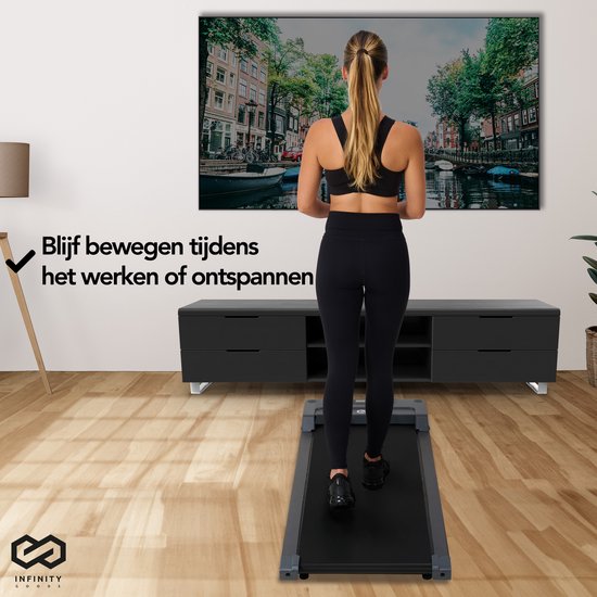 Infinity Goods Loopband Voor Thuis - Met Bluetooth - 1-6 km/u - 120 x 53 x 12 cm - Antraciet