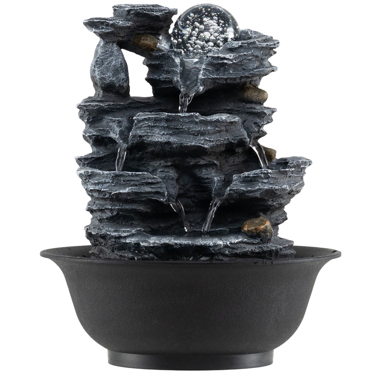 Coast Tafelwaterfontein - Waterval met rotslook - LED-verlichting - Zwart - 21,5 x 26 cm