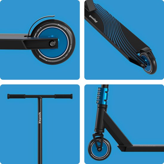 LifeGoods Stuntstep Pro X - T-Stang - HIC - Step voor Kinderen - Jongens/Meisjes - 110mm - 100KG - Zwart/Blauw