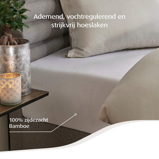 Home by TEMPUR - Topper Hoeslaken - 180 x 200 x 9 cm - Wit & Bamboevezels - Zijdezacht & Strijkvrij - Drogerbestendig en natuurlijke temperatuurregulatie