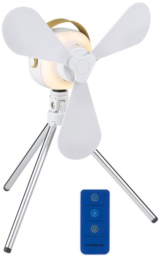 Lifetime Air Tafelventilator - Ventilator USB-C Oplaadbaar - Statief Ventilator met Nachtlampje en Afstandsbediening - Ventilator met Afstandsbediening en 3 Snelheden - Wit