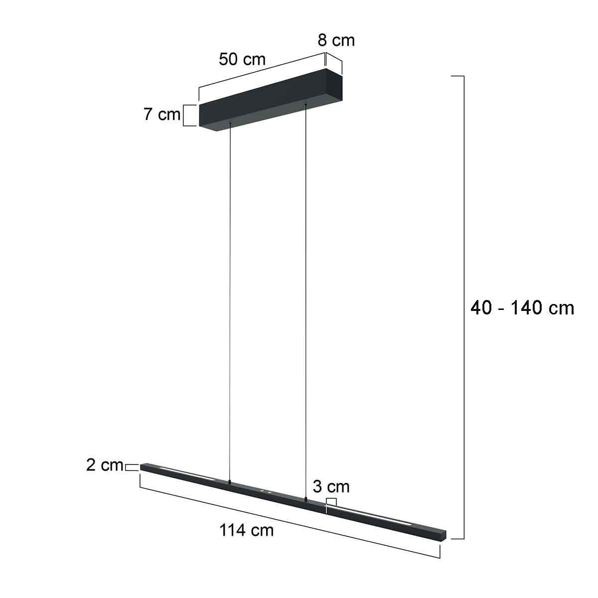 Steinhauer Bande LED Hanglamp – Zwart Metaal – Designlamp met Boven- en Onderlicht – Verstelbaar – Modern & Functioneel – 3-Lichts – 3800 Lumen