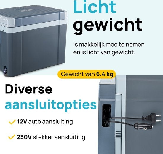 MOA Elektrische Koelbox – Warmte- & Koelfunctie – 12V/230V – 40 Liter – 39 x 29 x 58 cm – Grijs