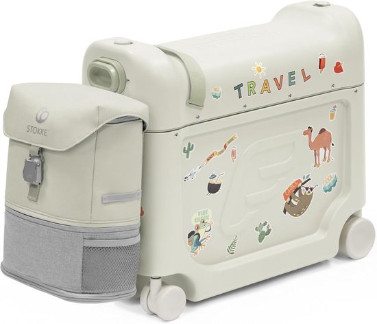 Stokke JetKids Reispakket, Sea Green - Met BedBox Ride-On koffer en rugzak - Voor kinderen van 2-7 Jaar (tot 35 kg)