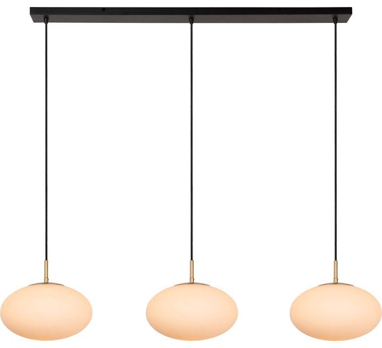 Lucide Elysee hanglamp 3x E27 opaal glas – messing accenten – 130 x 30 x 150 cm