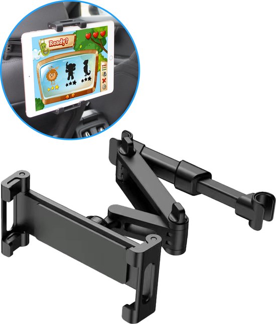 Nuvance - Tablet Houder Auto - Kantelbaar & Draaibaar - Tablethouder - Hoofdsteun Bevestiging - Geschikt voor Nintendo Switch & Telefoon