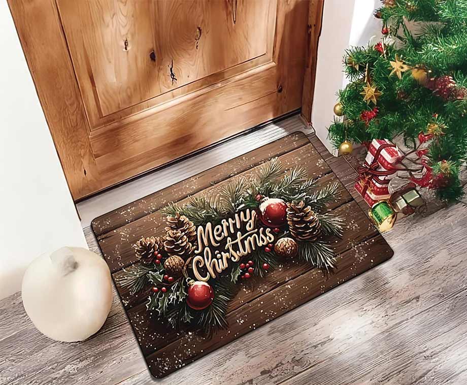 Koopman kerstdeurmat met geluidssensor – 34 x 24,5 cm