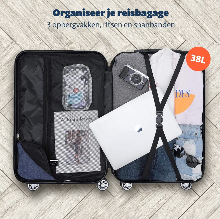 TRVLMORE Handbagage Koffer met Wielen - Cijferslot - 54x36x20cm - 38L - Roségoud