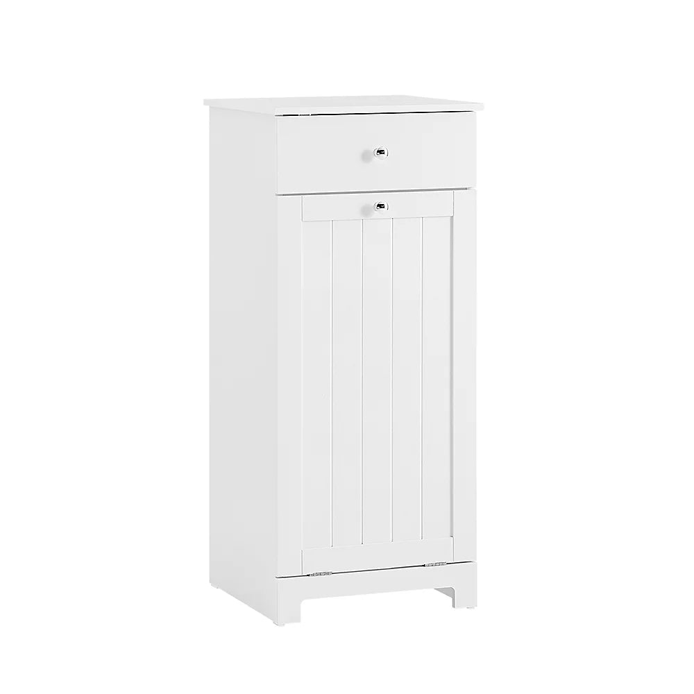 Sobuy Badkamerkast Wasmandkast – Voorzien Van 1 Uitneembare Wasmand En 1 Deur En 1 Schuiflade – Voor Badkamer En Wasruimte – Wit Gelakt Mdf – 40 x 38 x 90 cm