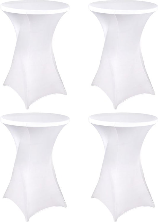 Saaf Statafelrok set - 4 stuks - ∅80-85 x 110cm - Statafelhoes - Wasbaar en Elastisch - Wit
