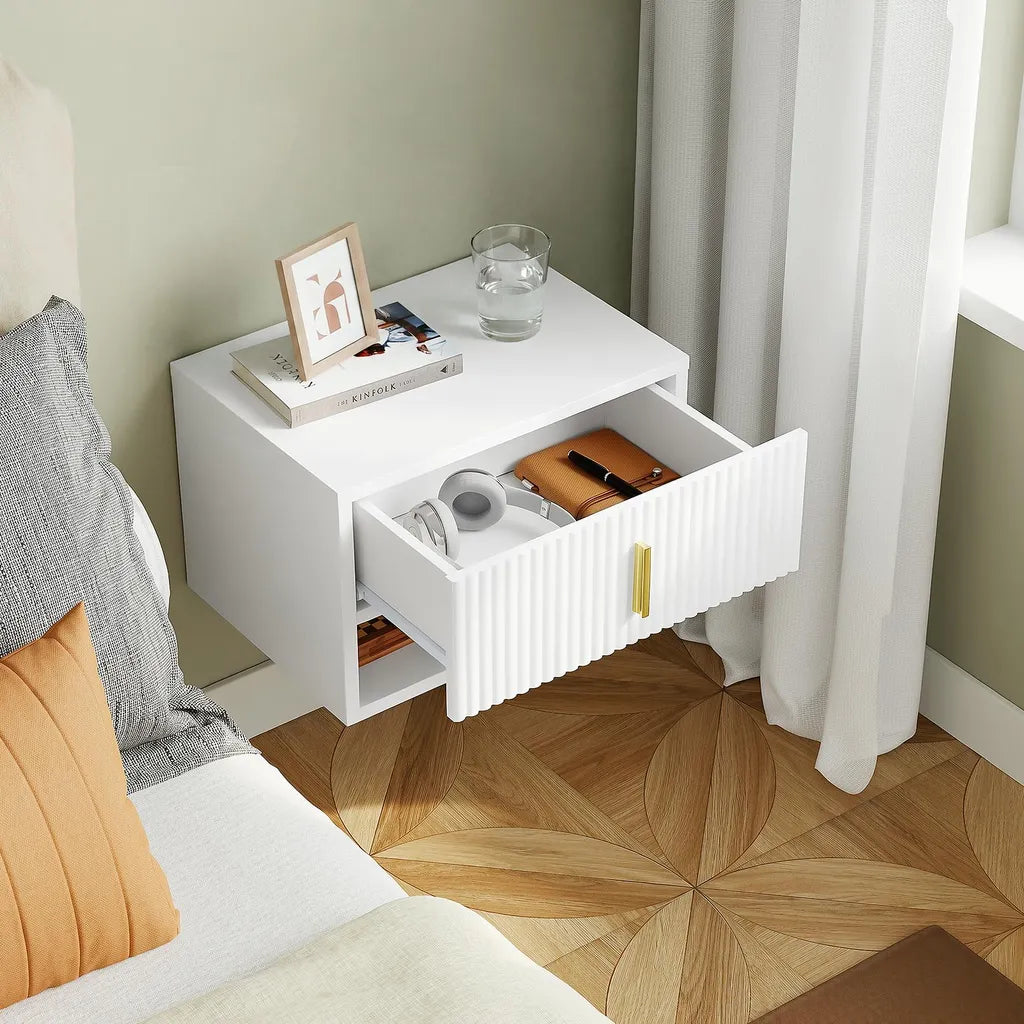 SoBuy Nachtkastje FBT176-E-W - Wit - 40 x 30 x 26 cm - Met Lade en Open Plank