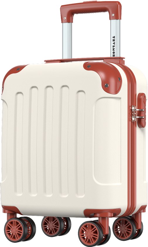TRVLMORE Handbagagekoffer - 40x30x20 cm - Underseater - 24L - Cijferslot - 4 Wielen - Wit/Beige