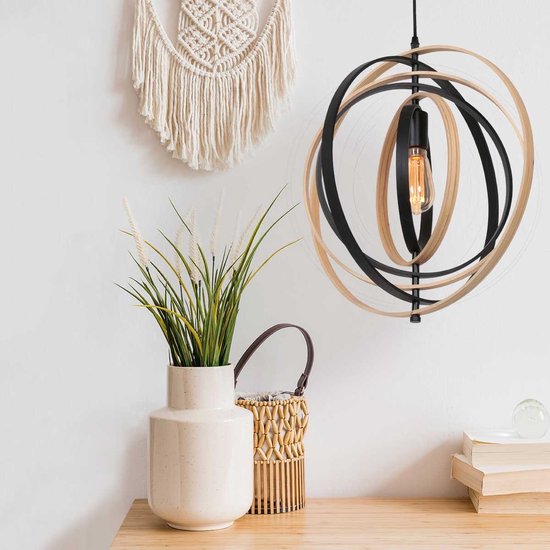 Anne Lighting - hanglamp - Muoversi - naturel - hout - Ø 45cm - E27 - 3491BE
