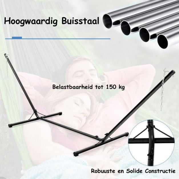 Coast Hangmatstandaard van Metaal - Veerkrachtig tot 150 kg - Zwart