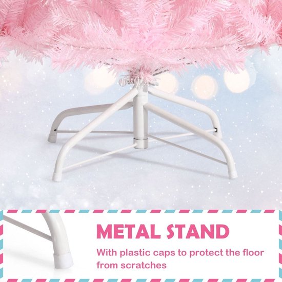 Coast Kunstkerstboom Roze – 75 x 75 x 150 cm – Met Glittertakken en Opvouwbare Metalen Standaard