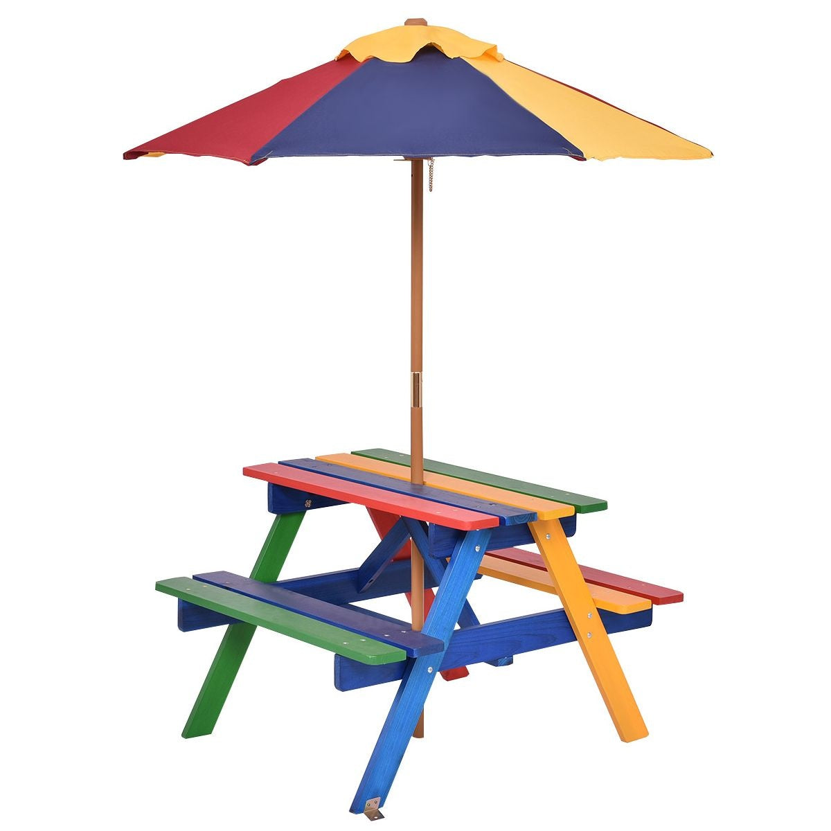 Coast Kinder Picknicktafel set - Hout - Met Verwijderbare Opvouwbare Paraplu - 79 x 71 x 52,5 cm